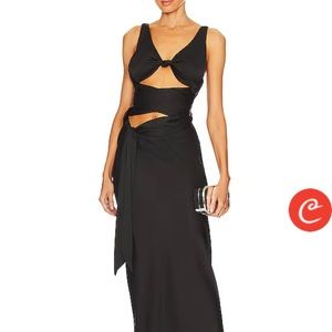 Danielle Guizio Black Satin Dress